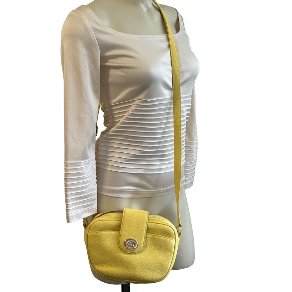 TALBOTS Vibrant Yellow 100% Leather Crossbody small Bag
